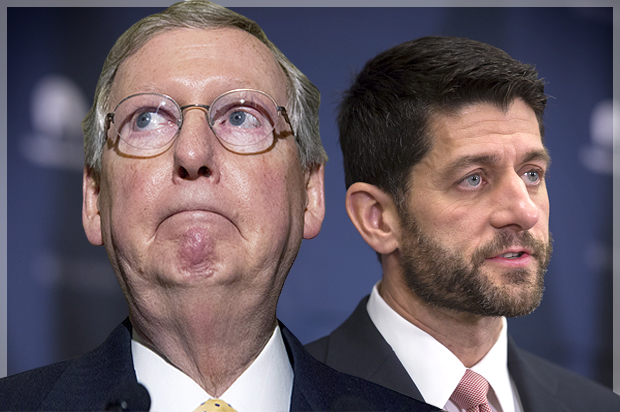 Senate Minority Leader Sen. Mitch McConnell, R-Ky., center, speaks to the media on Capitol Hill in Washington Tuesday, June 19, 2012. Others are Sens. John Cornyn, R-Texas, right, and John Barrasso, R-Wyo.  (AP Photo/Manuel Balce Ceneta)